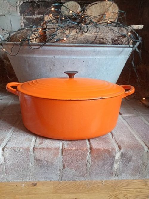 Vintage Le Creuset Oval Casserole Dish Cast Iron Size G 31cm Orange 6.3L