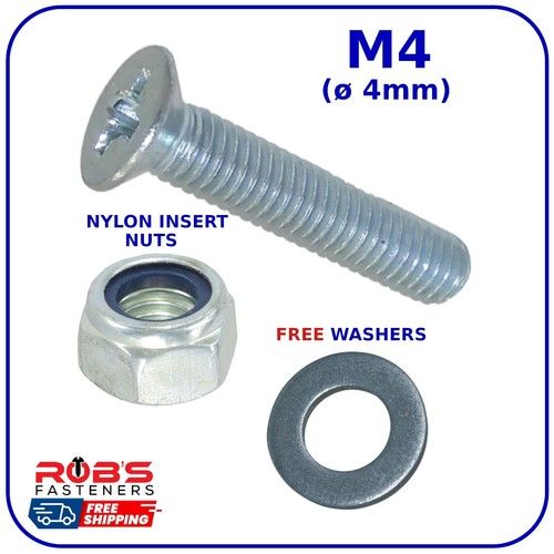 Screws and Nuts M4 4mm Machine Screw Countersunk CSK Pozi Flat Head Zinc Washers