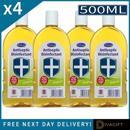4 x DR JOHNSONS ANTISEPTIC DISINFECTANT ORIGINAL CONCENTRATED LIQUID 500ML NEW