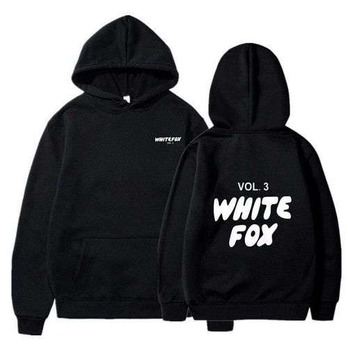 Girls Boys WhiteBlackFoxsPocket Hoodie Kids Sweatshirt Casual Pullover Jumper