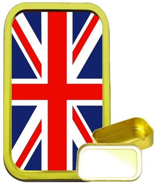 Union Jack 1oz Gold Tobacco Tin,Airtight Tin,Pill Tin,Camping Tin