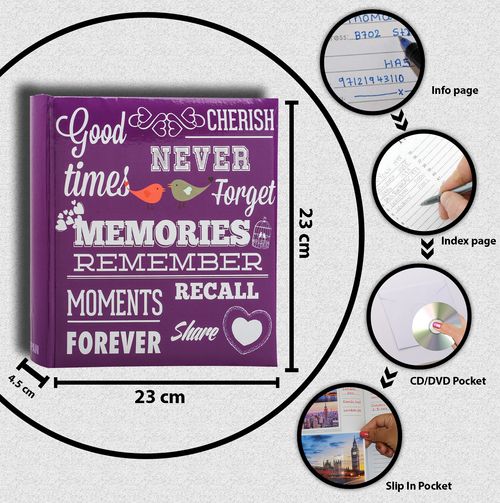 2 X Large Memo Slip In Photo Album for Hold 200 '6 x 4' Photos- Choose Design — image 7