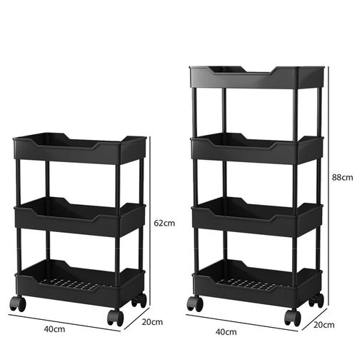 4 Tier Storage Trolley Cart on Wheels Kitchen Bathroom Laundry Rolling Rack — image 3