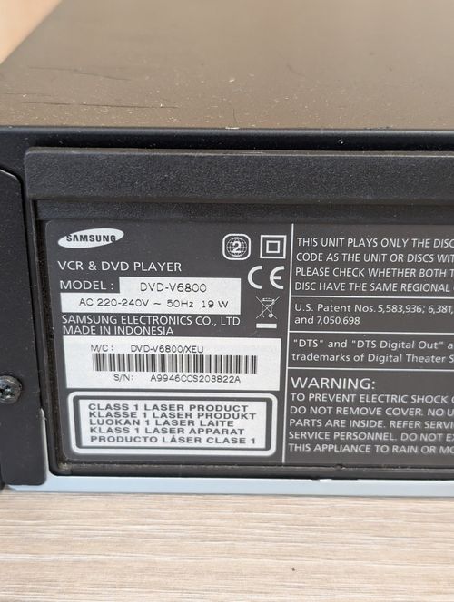 Samsung DVD-V6800 VCR DVD Player 6 Head Hi-Fi Stereo Composite Video Recorder — image 5