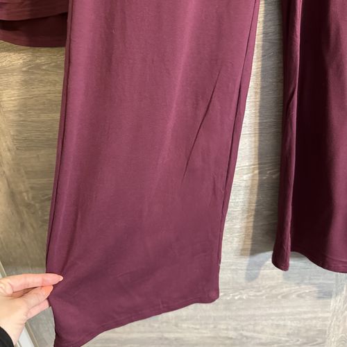 Women's Wine Burgundy Size M 2 Piece Co Ord Lounge Set Wide Leg Trousers UK WFH — image 21
