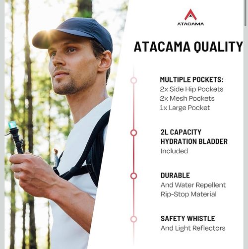 ATACAMA Running Vest Cycling Hiking  Hydration Backpack 2L Water Bag Bladder  — image 2