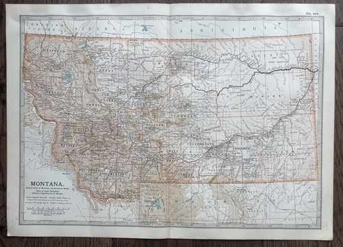 Genuine Vintage Map MONTANA, UNITED STATES OF AMERICA, 1902