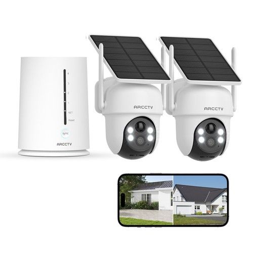ARCCTV Solar Security Camera System Wireless WiFi Battery Power Outdoor Home