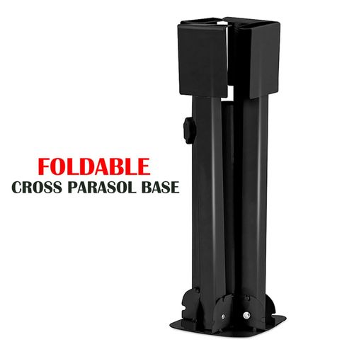 Foldable Metal Stand Holder Cross Frame Heavy Duty Parasol Base Umbrella Garden — image 3