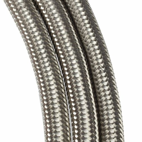 AN10 10AN Nylon Stainless Steel Braided Fuel Oil Gas Line Hose 10 Feet 3M Silver — image 4