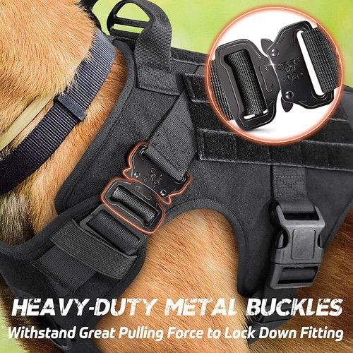 rabbitgoo Military Tactical Dog Harness with Handle No-pull Metal Dog Vest