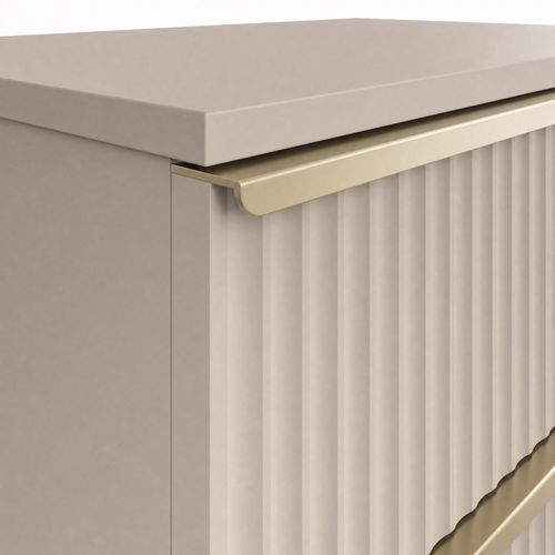Lania Beige 2 Drawer Scalloped Bedside Table Bedroom Storage — image 5