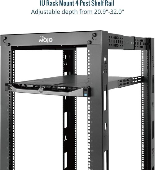 1U Server Rack Rails, 4-Post Rack Shelf for Server/Ups, Rack Mount Shelf — image 4
