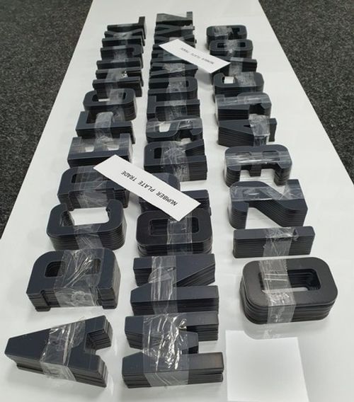 Number Plate letters 5MM 4D 3D Gloss Acrylic Black Bulk x 350 WHOLESALE - TRADE