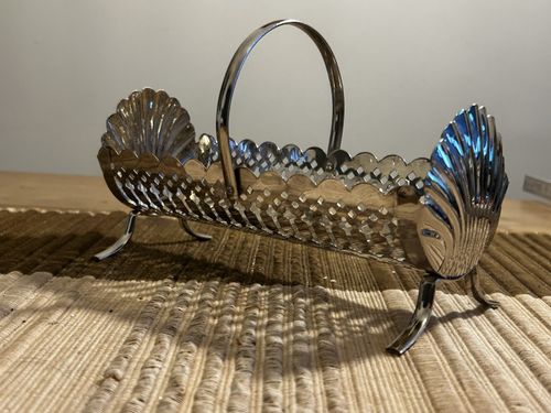Vintage 1970 Silver Plated Filigree Art Deco Type Cracker Biscuit Trough VGC Box — image 12