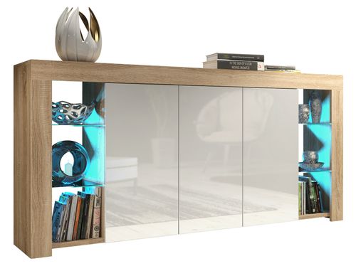 Display Sideboard TV Unit Cabinet Storage High Gloss Matt Doors Free LED 164cm — image 3