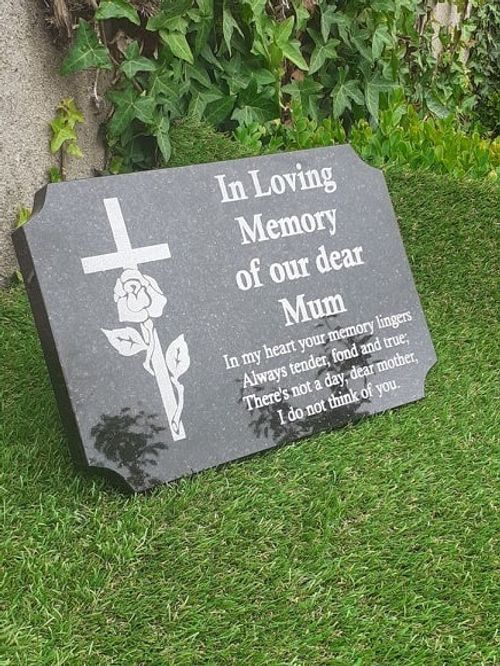 Personalised Black Granite Memorial Grave Plaque Cemetery Stone Plaque — image 1