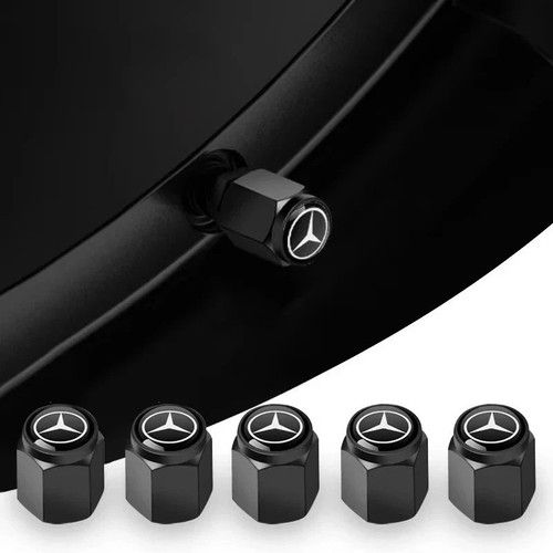 4x Black AMG Tyre Valve Caps Dust Covers For Mercedes Benz A C E Class S GLK GLE