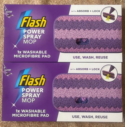 2 x FLASH Power Spray Mop Microfibre Cloth Washable Reuseable Microfibre Pad NEW