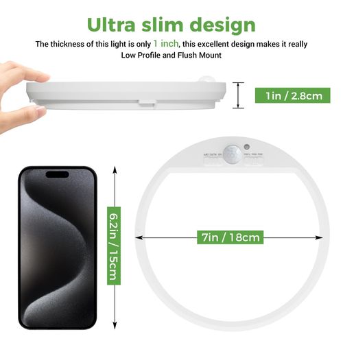 zemty Motion Sensor Ceiling Light, 7in 1 Pack 7in, Cool/Natural/Warm Light — image 5