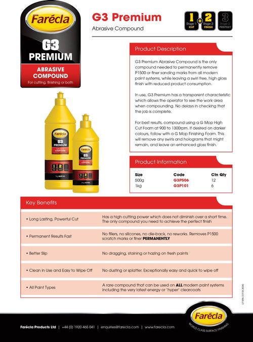 Farecla G3 Cutting Compound 500g + G3 Wax 500ml Car Polishing Kit + 2x Spreaders — image 3