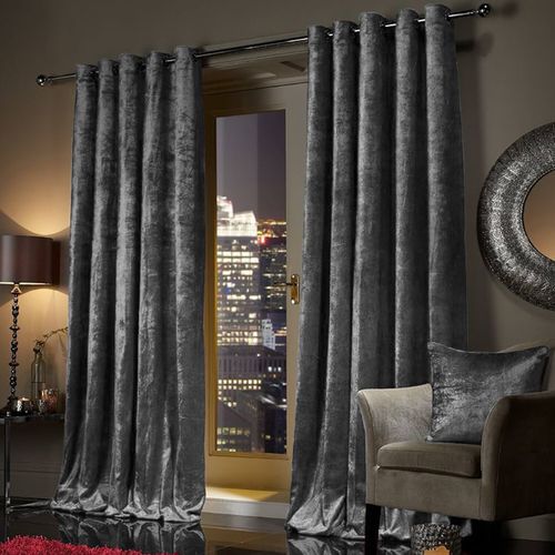 Ring Top Thick Velvet Blackout Curtains Pair Ready Made Eyelet Fully Lined Panel — image 1