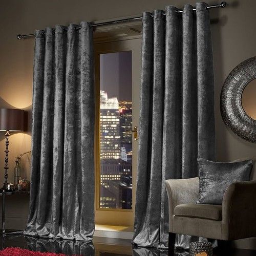 Ring Top Thick Velvet Blackout Curtains Pair Ready Made Eyelet Fully Lined Panel