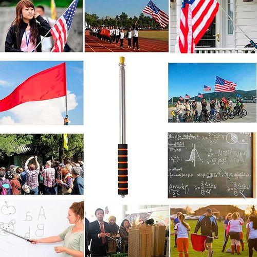 3m Telescopic Flag Pole Stainless Steel Handheld Portable Extendable Retractable — image 8