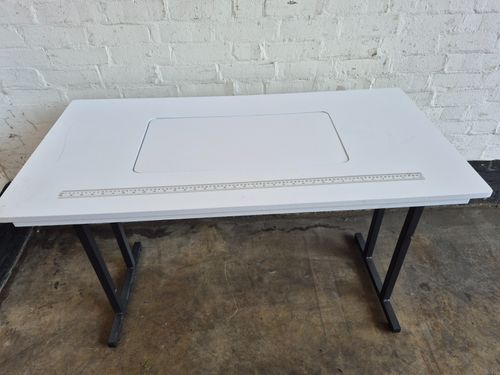 Rollaway Folding Craft & Sewing Table Black/White with wheels — image 9