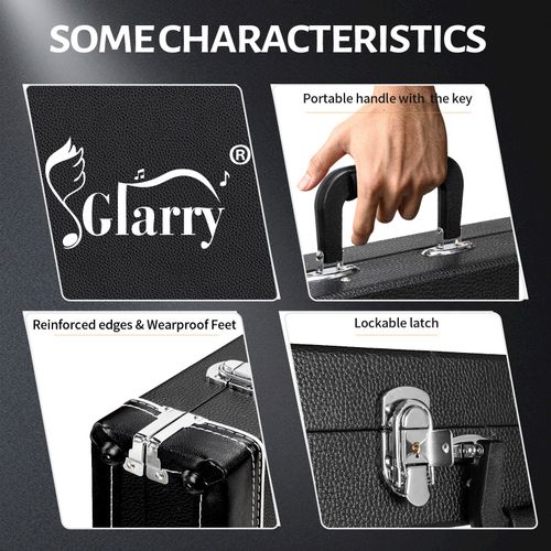 Electric Guitar Hard Case Flat Black Square Lockable Hardshell Protective Box UK — image 2