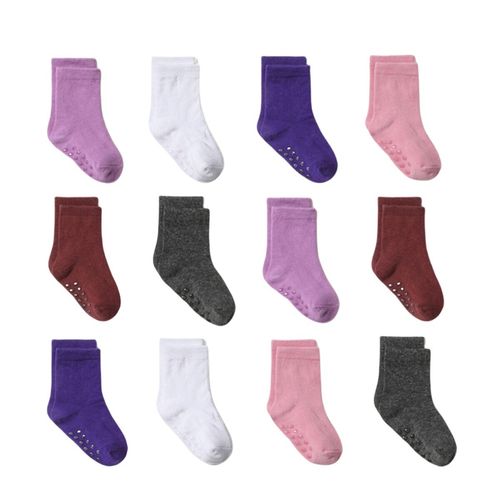 12 Pairs Toddler Boys Girls Non Slip Socks Baby Ankle Socks for 0-7 Years Kids — image 1