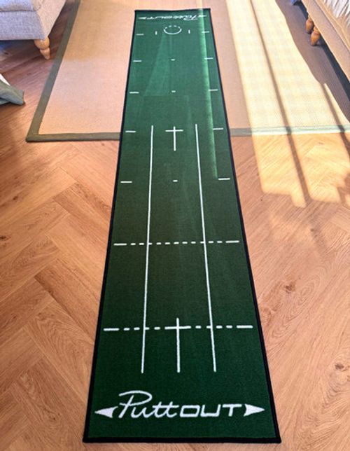 PuttOUT Golf Putting Mat Indoor Practice Aid Portable Green/Black + Carry Bag