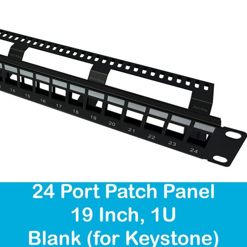 24 Port 1U Blank Unloaded Keystone Patch Panel for 19" Network Data Cabinet — image 1