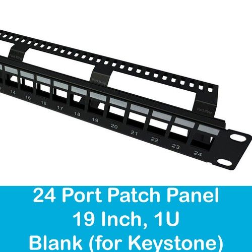 24 Port 1U Blank Unloaded Keystone Patch Panel for 19" Network Data Cabinet