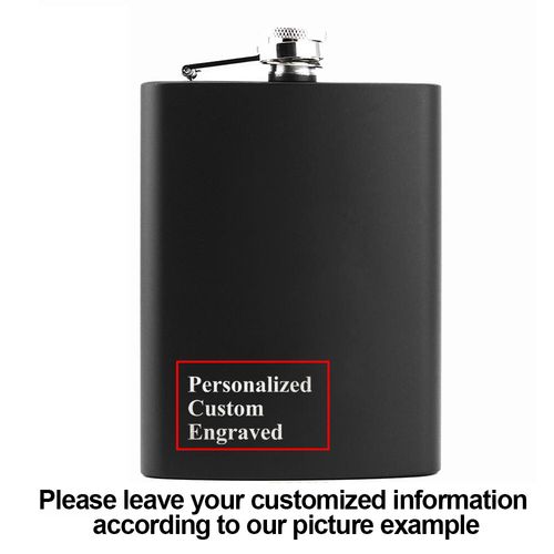 Personalised Hip Flask Stainless Steel Engraved Any Text Birthday Wedding Gift — image 3