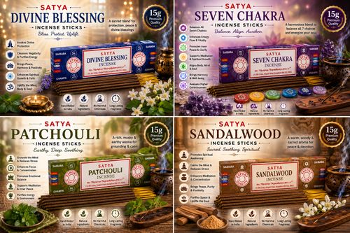 Satya Assorted Incense Sticks Gift Set 12 Collection 180g Jasmine Sandalwood — image 5
