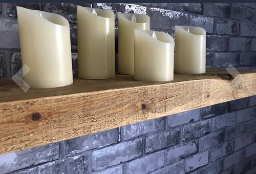 Floating Shelf Chunky Wall Mounted Oak Colour Reclaimed Rustic Solid Wooden — image 9