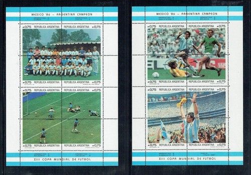 Argentina 1986 Sc# 1569/1570  DIEGO MARADONA World Cup Mexico  2 Sheets MNH