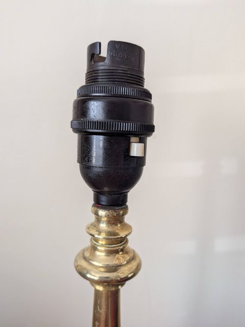 Antique William Souter &Sons Brass Fluted Column Table Lamp - Bakelite Switch — image 4