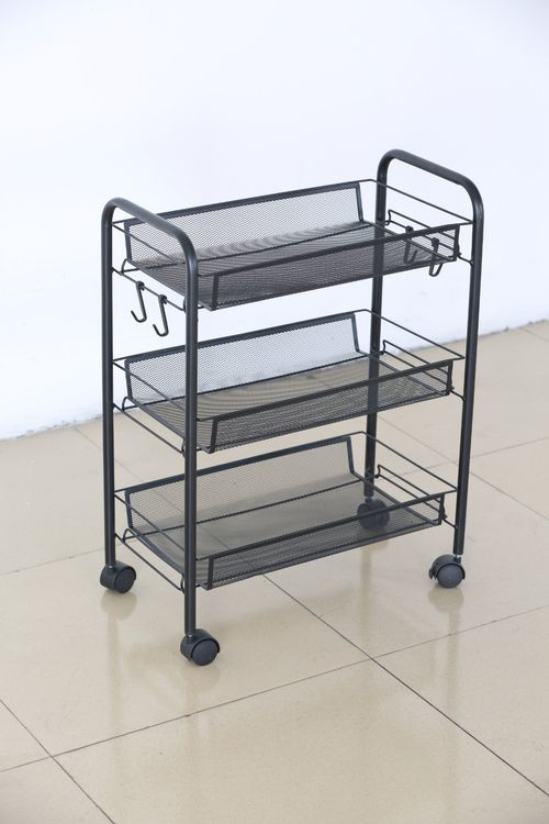 3 Tier Rolling Storage Trolley Cart Metal Kitchen Vegetable Basket Rack Wheels — image 7