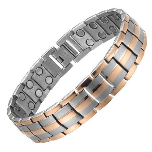 Silver Rose Titanium Power Magnetic Bracelet - Strong Powerful Chronic Pain Mags