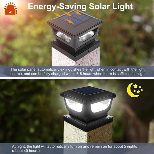 2X Solar Post Cap Lights Solar Fence Post Lights for 3x3" 4x4" Post Garden Yard — image 3