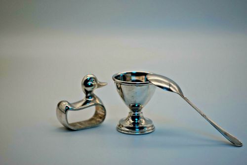 Vintage Christening Set Egg Cup Spoon Napkin Ring Silver Plated Sheffield Boxed — image 3