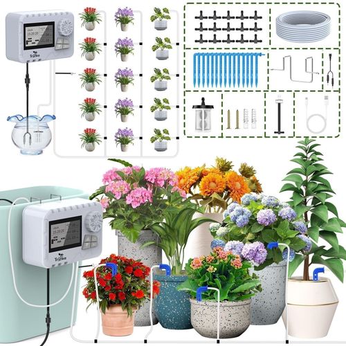 Automatic Drip Irrigation Plant Watering System Kit with Timer Garden Greenhouse — image 2