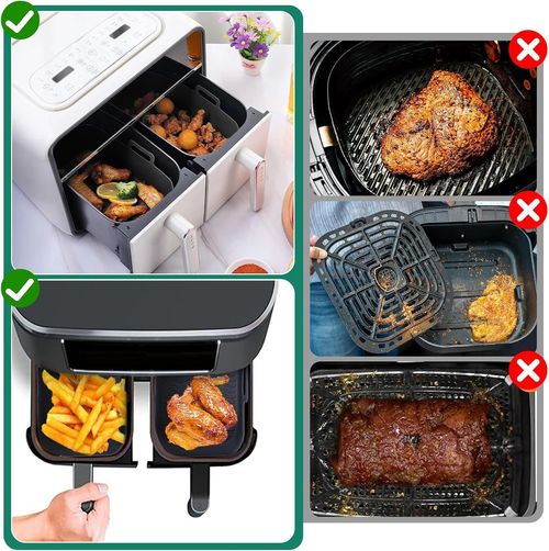 2X Silicone Air Fryer Liners Ninja Premium Dual Reusable Non-Stick Basket Insert — image 8
