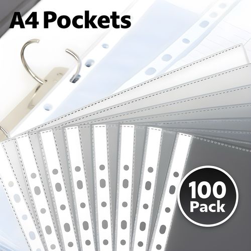 A4 Heavy Duty Clear Plastic Wallets Punched Pockets 11-Hole Poly Sleeves Filing — image 7