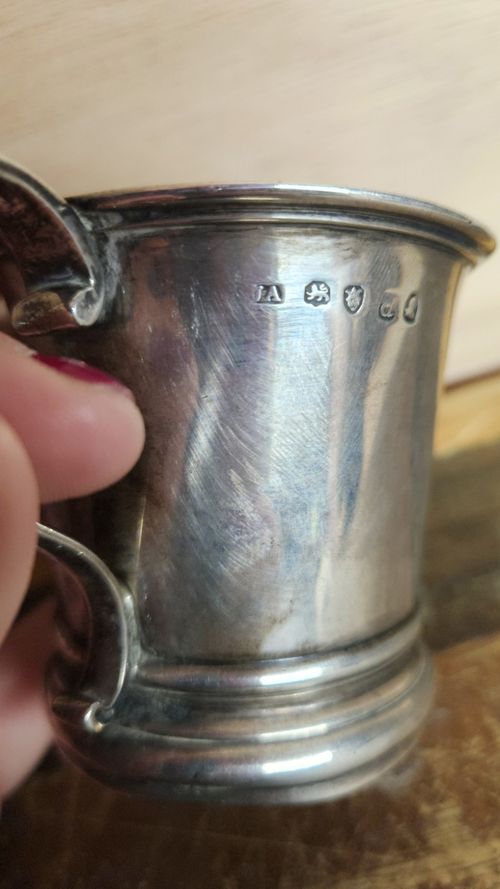 George III 1819 Sterling Silver Mug London Possible Joseph Angell 97g — image 2