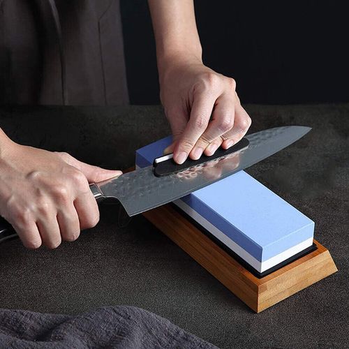 1000/6000 Dual Whetstone Waterstone Knife Water Wet Stone Sharpener with Base — image 7