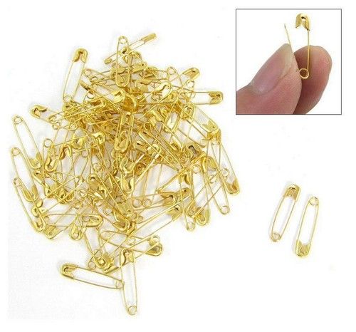 Gold Safety Pins Small Metal Steel Mini Tiny 2cm 20mm