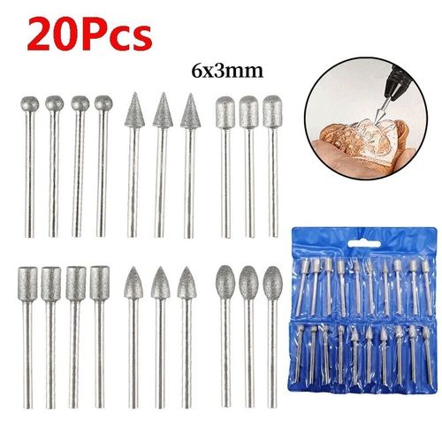 20X Diamond Grinding Cutting Burr Set For Dremel Drill Bits Rotary Tool Grinder — image 5